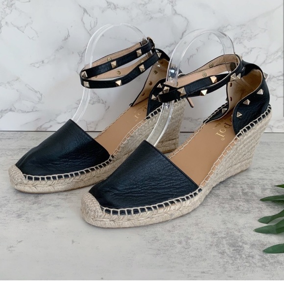 Anthropologie Maypol Rockstud Black Espadrilles Leather Upper, Size 41 / 10.5 - Picture 5 of 11